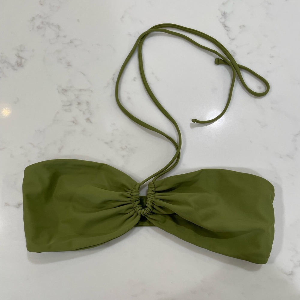 Mikoh Olive Green Strapless Bandeau Bikini Top